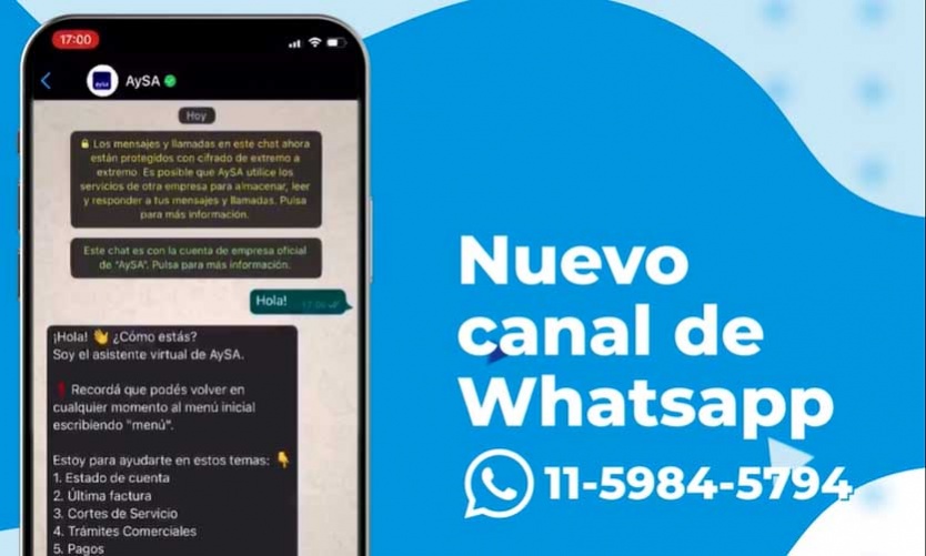 AySA sumó nuevos canales de comunicación digital: una App y WhatsApp