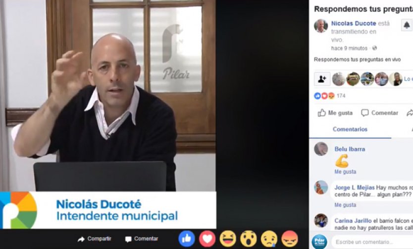 El intendente Ducoté respondió preguntas de los vecinos por medio de Facebook