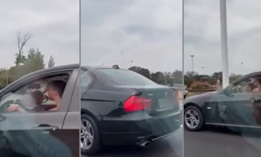 Video: un hombre hizo manejar a alta velocidad a su hijo en plena autopista